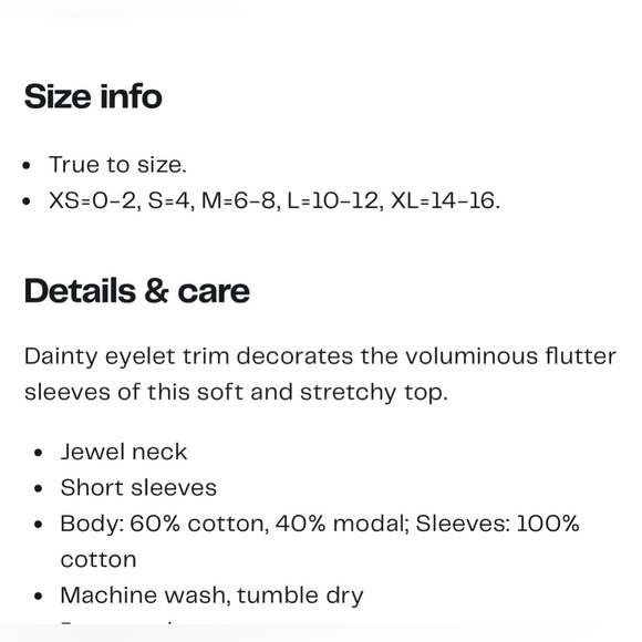 Tahari Eyelet Flutter Sleeve Top. Size S - Picture 4 of 11